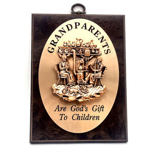 VTG A&F Canada Copper-Toned Metal Grandparents Relief Art Wall Plaque